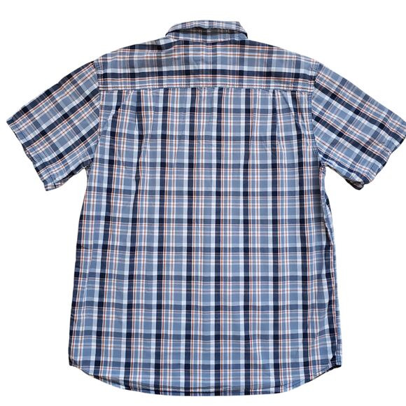 Carhartt Shirt Mens Large Blue Plaid Button Up Short Sleeve Cotton Relaxed Fit - Picture 9 of 10